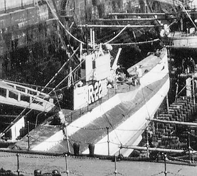 USS R-22 in dry dock