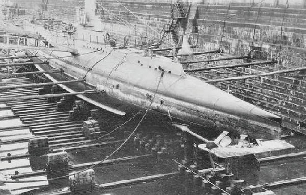 USS S-8 in dry dock