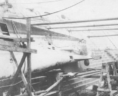 Stern of H-9 while in dry dock