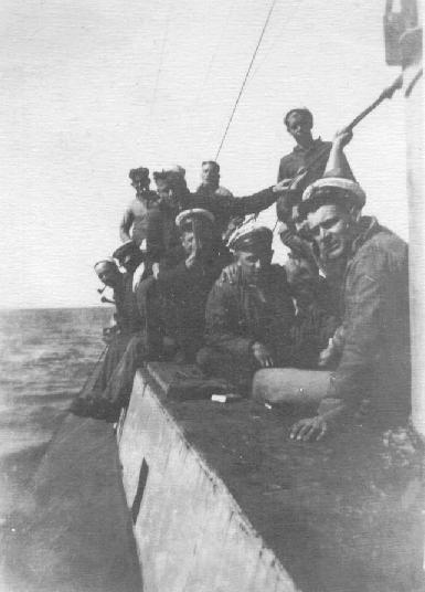 H-3 crew on deck at sea