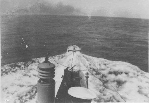 USS H-3 at sea from the bridge