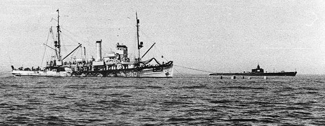 USS Sculpin SS 191 standing by at her sistership