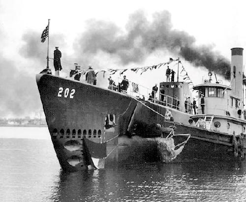 Post launch photo of the USS Trout SS 202