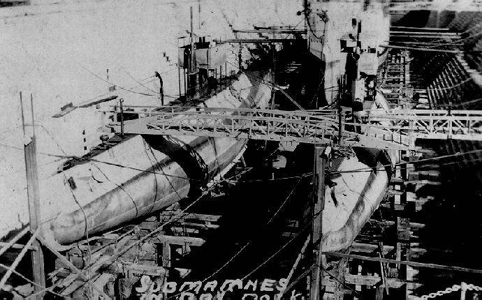 F-2 and F-1 in dry dock