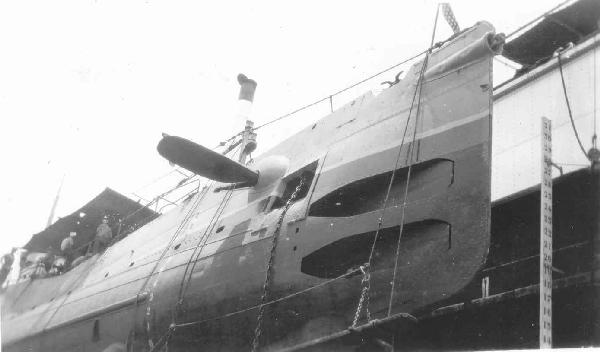 S-36 bow taken in dry dock