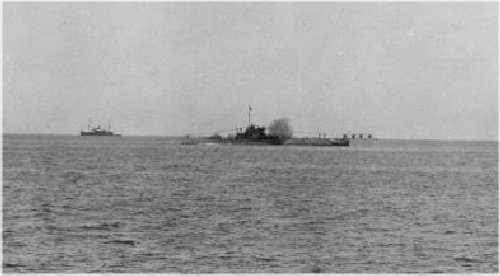 USS S-36 at gunnery practice off Tsingtao, China, 1936.