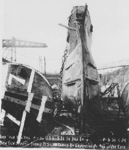 S-51 bow showing damage.