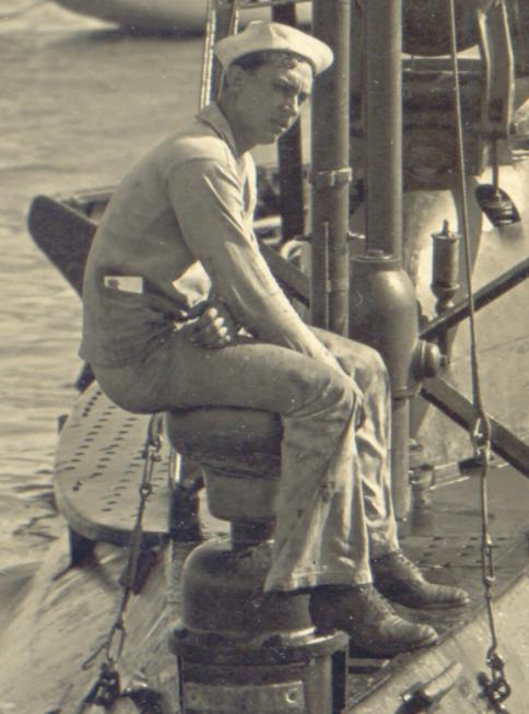 Unknown A-Boat crewman seated at  the stern