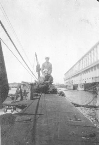 Crew on bow tied up in San Pedro