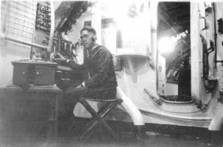 Radio operator at the set