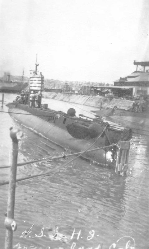 USS H-8 SS 151 in dry dock, Mare Island Aug. 1920