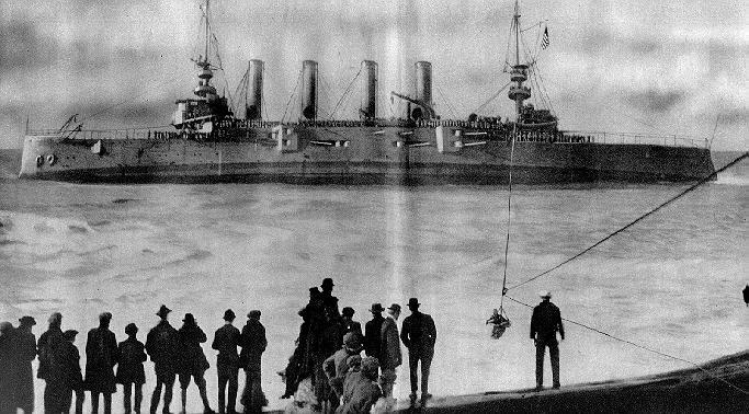 USS Milwaukee aground.