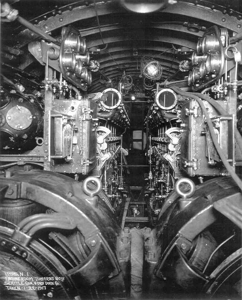 USS N-1 SS 53 Engineroom under construction