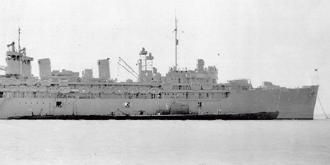 USS Plunger along side the USS Fulton AS 11