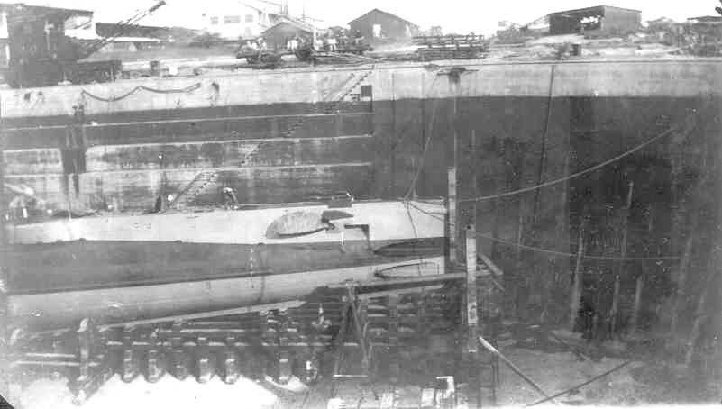 USS R-14 in dry dock