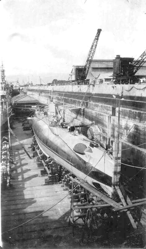 USS R-14 in dry dock