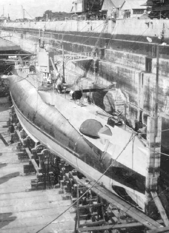 USS R-14 in dry dock