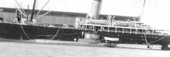 R-15 moored alongside unidentified vessel Pearl Harbor Circa 1923