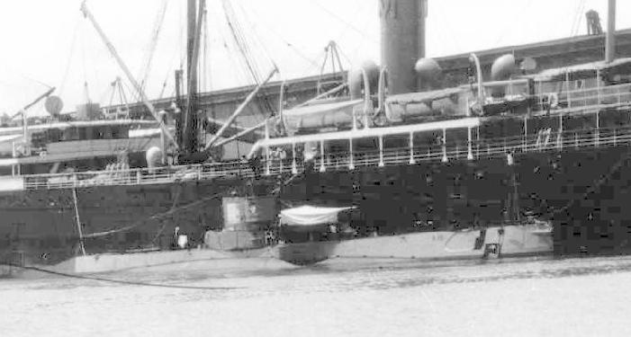 R-15 moored alongside unidentified vessel Pearl Harbor Circa 1923