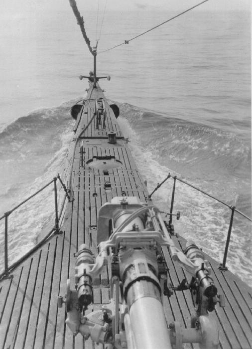 R- Boat at sea.