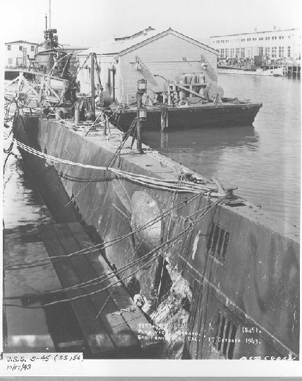 S-45 dock side, Mare Island Naval Shipyard