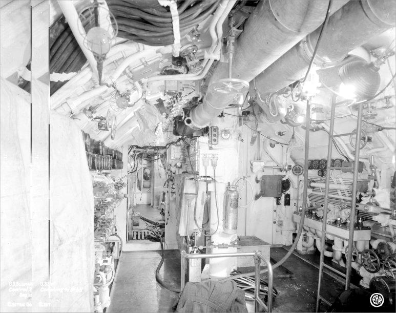 USS Saury SS 189 control room.