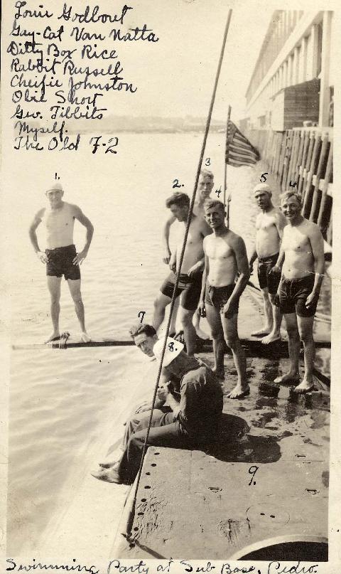 Swim Party off the F-2 at San  Pedro, Ca